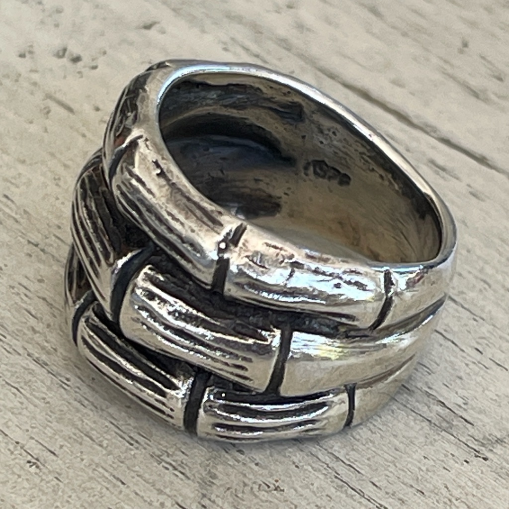 Vintage And Unique Bamboo Look Sterling Ring